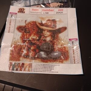 Diamond Painting Kit Cowgirl with Highland Cow Design 20x20